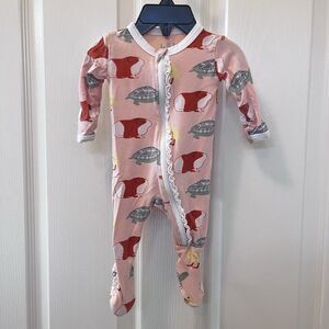 KicKee Pants Peach Blossom Pets Ruffle One Piece Footie Zippy Bamboo Newborn